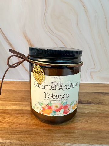 Caramel Apple & Tobacco Candle with charms