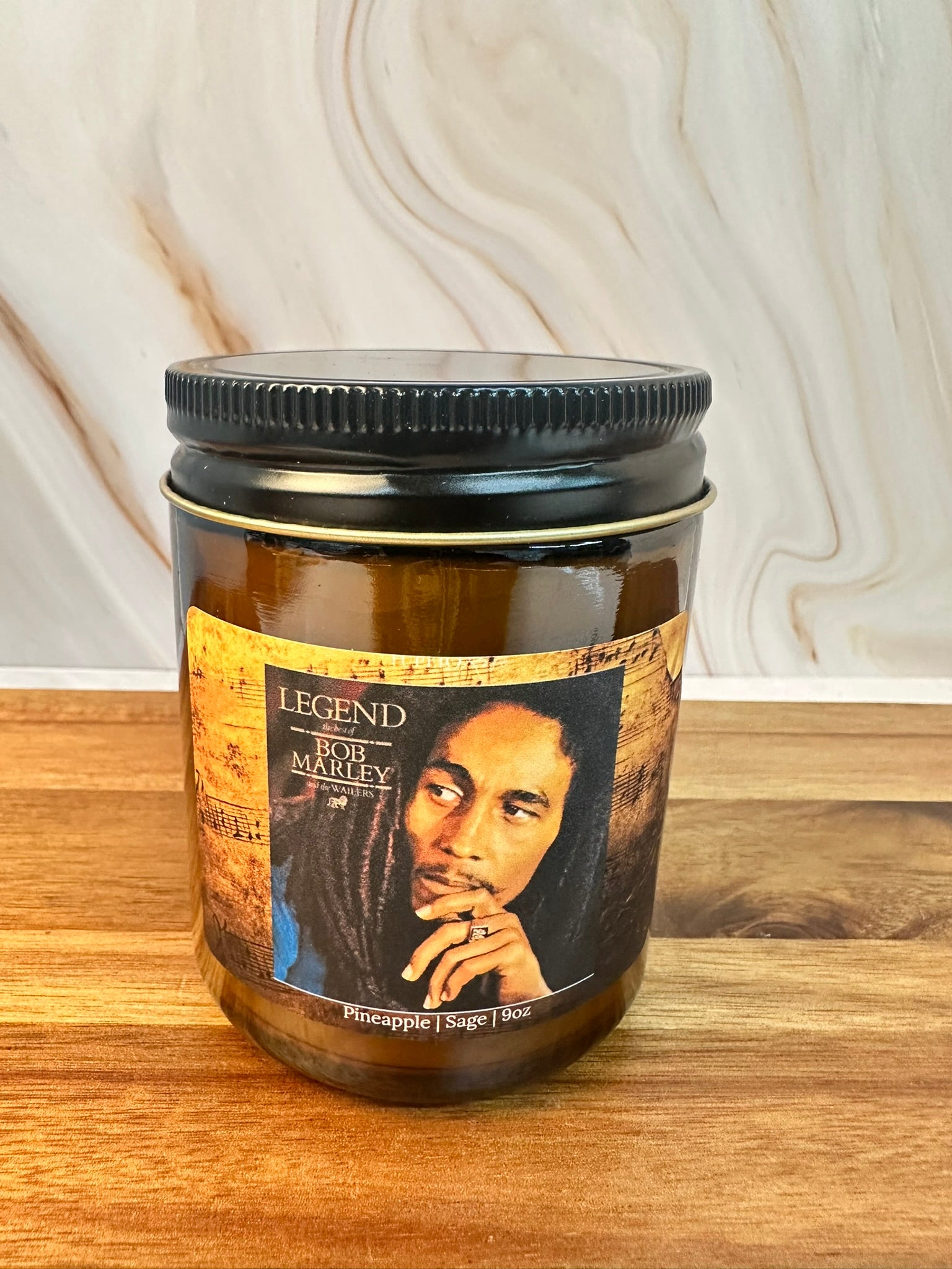 Bob Marley Legend Album Cover Tribute Candle