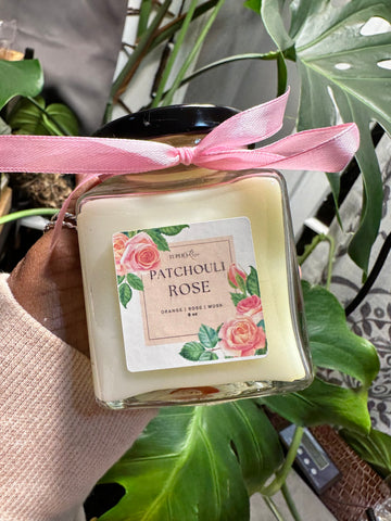 Patchouli Rose Candle- Limited edition Square vessel