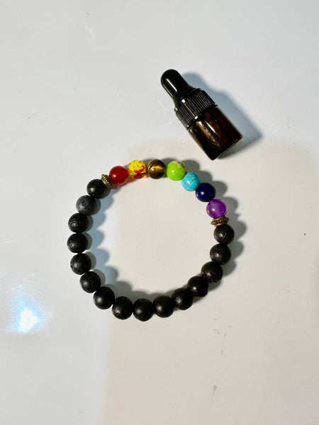 Scented Lava and Chakra Bracelet w/fragrance refill