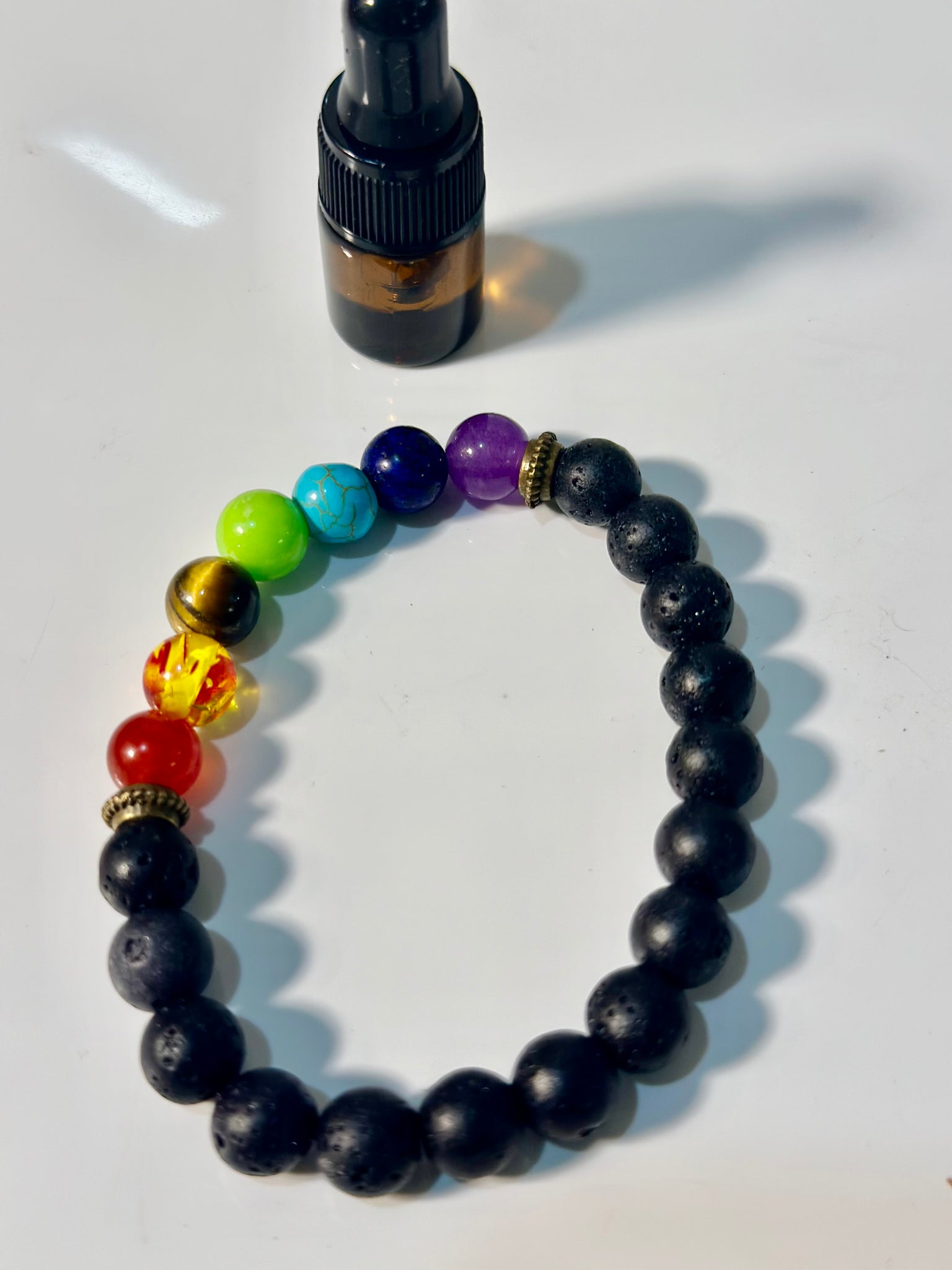Scented Lava and Chakra Bracelet w/fragrance refill